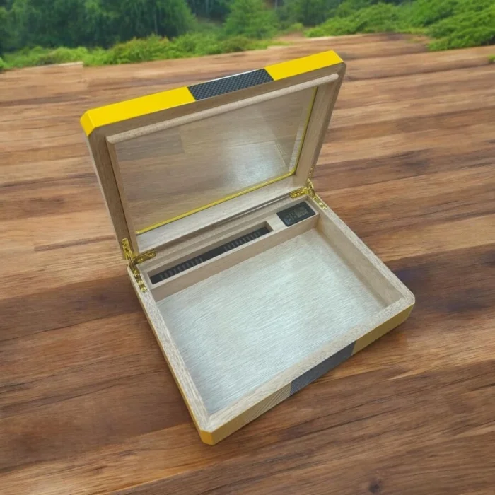 Myon Camlı Mini Humidor Puro Kutusu Sarı 20s