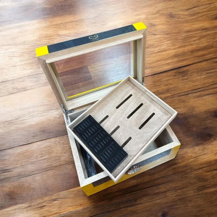 Myon Camlı Sedir Humidor Puro Kutusu Lake Sarı 60s