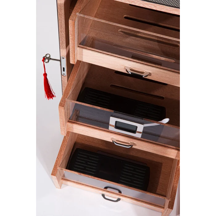 Parmida Ahşap 3 Raflı Sedir Ağacı Nemlendirici Humidor PHUM097 - Parmida