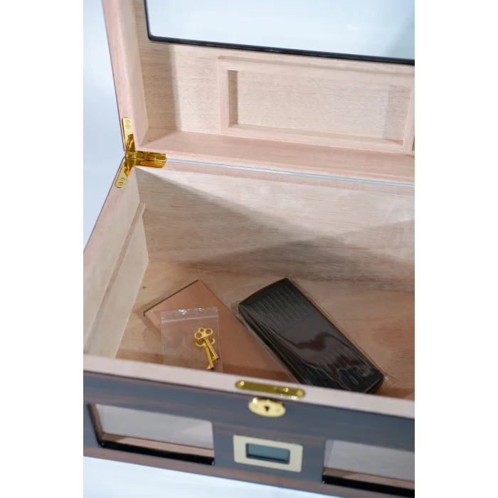 Parmida Parlak Ahşap Raflı Sedir Ağacı Nemlendirici Humidor PHUM0143 - Parmida