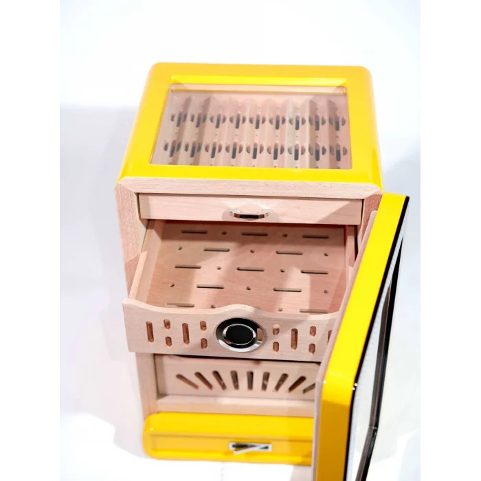 Parmida Sarı 3 Raflı Sedir Ağacı Nemlendirici Humidor PHUM0236 - Parmida