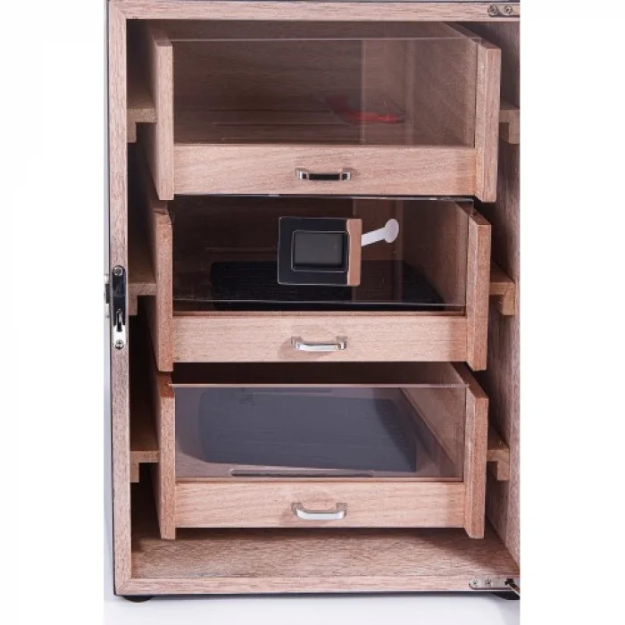 Parmida Siyah 3 Raflı Sedir Ağacı Nemlendirici Humidor PHUM0119 - Parmida