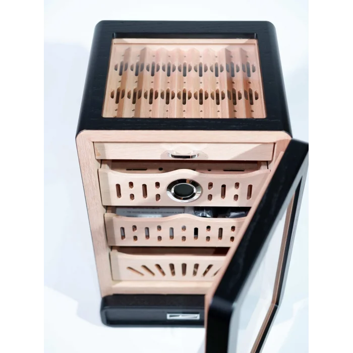 Parmida Siyah 3 Raflı Sedir Ağacı Nemlendirici Humidor PHUM0204 - Parmida