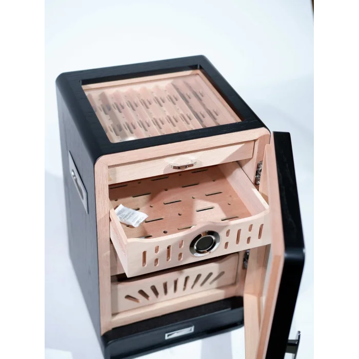 Parmida Siyah 3 Raflı Sedir Ağacı Nemlendirici Humidor PHUM0204 - Parmida