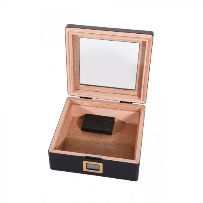 Parmida Siyah Camlı İspanyol Sedir Ağacı Nemlendirici Humidor PHUM0122 - Parmida