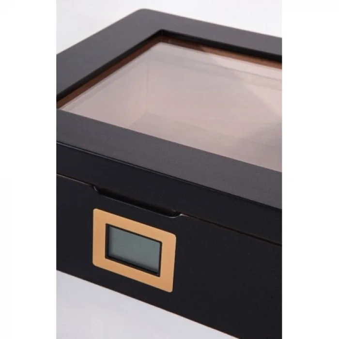 Parmida Siyah Camlı İspanyol Sedir Ağacı Nemlendirici Humidor PHUM0122 - Parmida