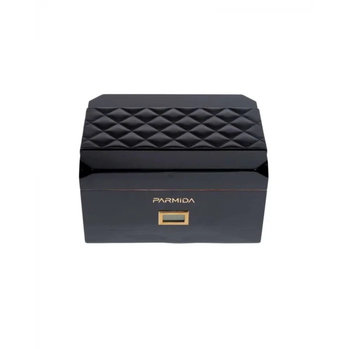 Parmida Siyah Deri Geçişli Raflı Sedir Ağacı Nemlendirici Humidor PHUM0237 - Parmida