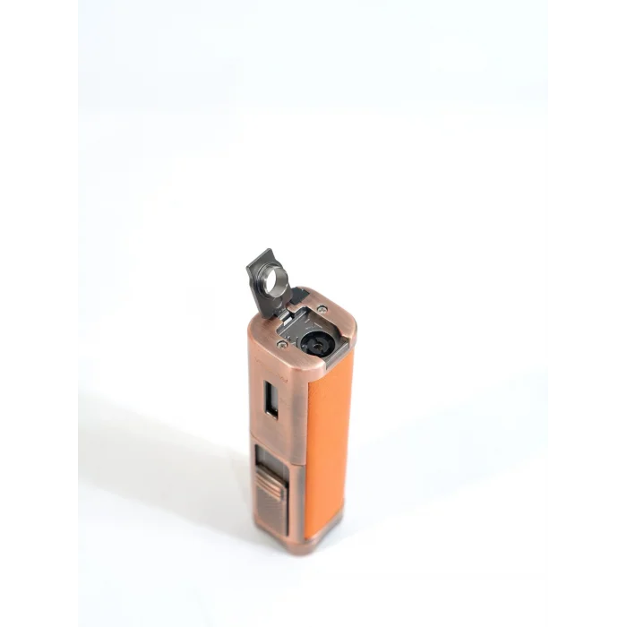Parmida Turuncu Deri Kaplamalı Üç Torch Puro Çakmak PCM0983 - Parmida