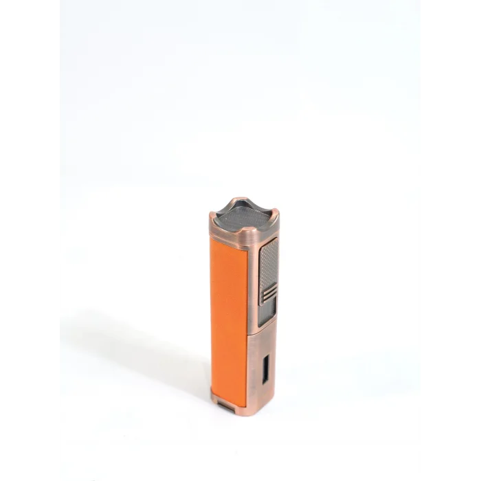 Parmida Turuncu Deri Kaplamalı Üç Torch Puro Çakmak PCM0983 - Parmida
