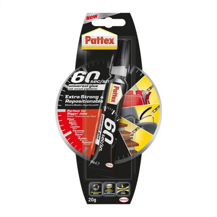 Pattex 60 Saniye Universal Ekstra Güçlü Yapıştırıcı 20 gr.