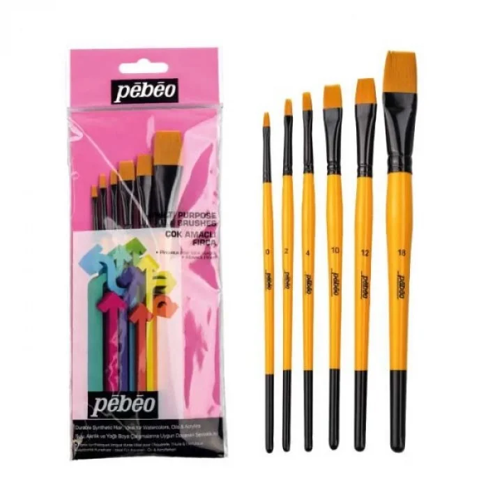 Pebeo 6lı Düz Fırça Seti (0,2,4,10,12,18) SET-3