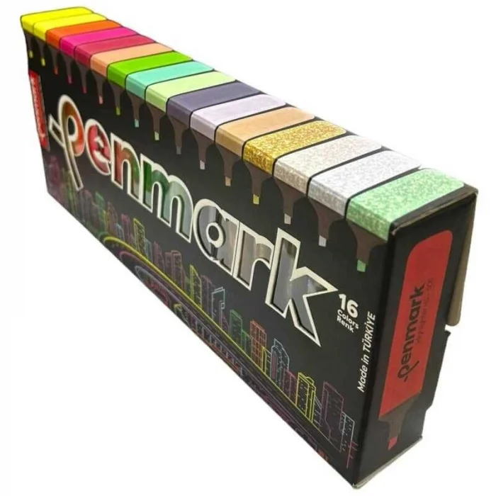 Penmark Fosforlu Kalem Seti 16 Renk Set Süper Kutu
