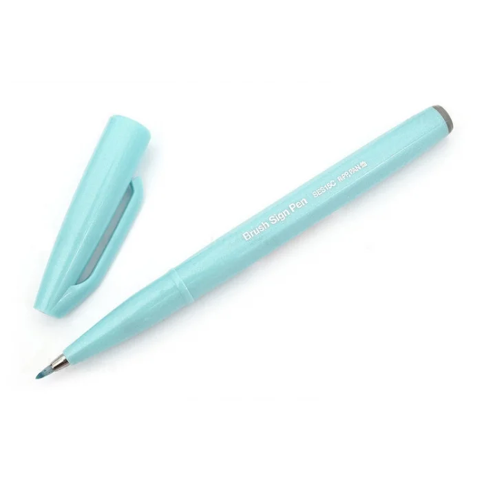 Pentel Fude Touch Brush Sign Pen Fırça Uçlu Kalem PALE BLUE