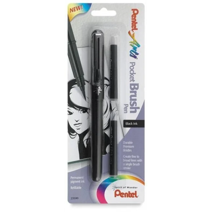 Pentel Pocket Brush Pen Cep Tipi Fırça Uçlu Kalem + 2 Yedek Kartuş