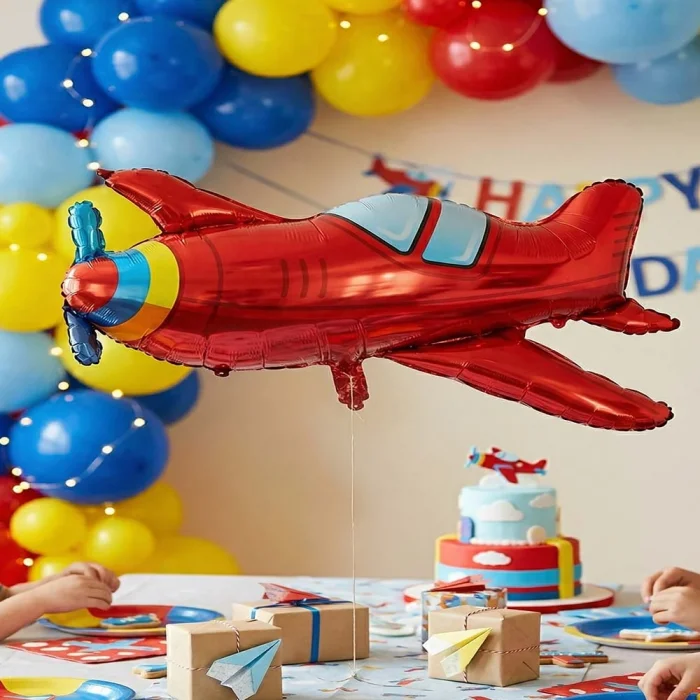 Pervaneli Kırmızı Uçak Şekilli Folyo Balon