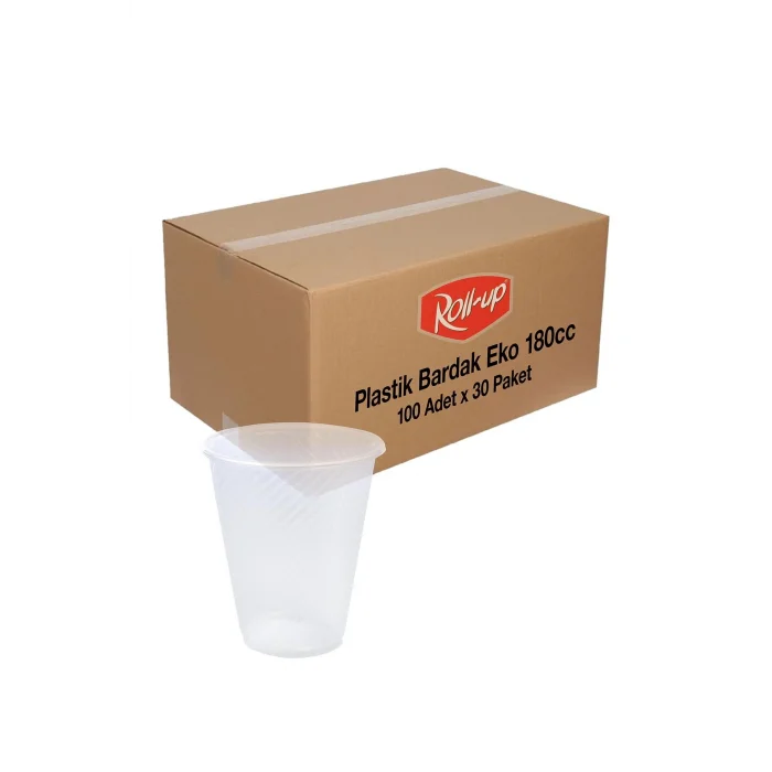 Plastik Bardak Ekonomik Şeffaf 180cc 100 Adet x 30 Paket Koli