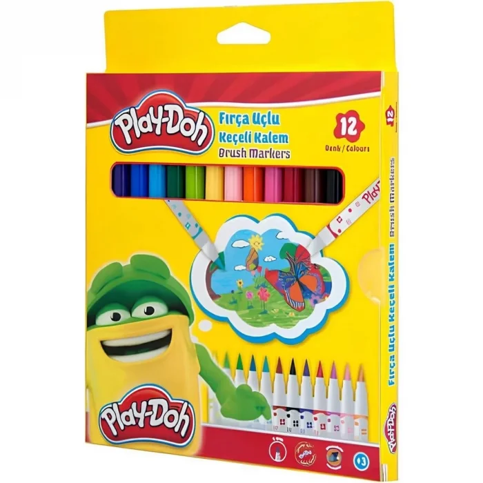 Play-Doh Fırça Uçlu Keçeli Kalem 12'li