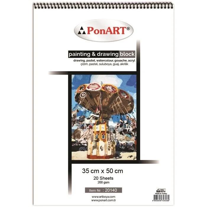 Ponart Painting & Drawing Block Resim Defteri 35x50 cm. 20 Sayfa 20140