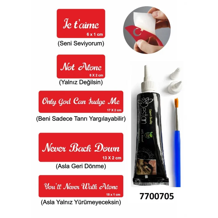 Popüler Sloganlar Hint Kınası ile Geçici Dövme Yapma Seti