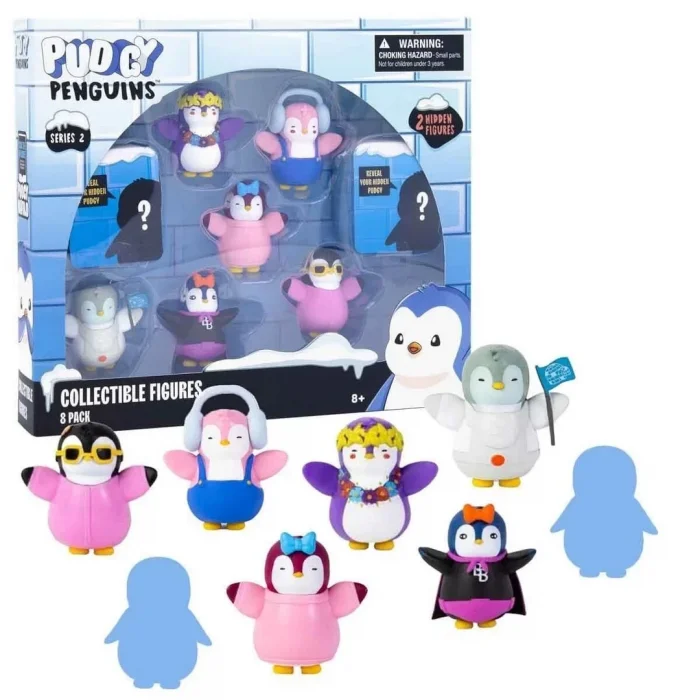 Pudgy Penguins 8'li Figür Seti S2 Bayrak Tutan Penguenli Set