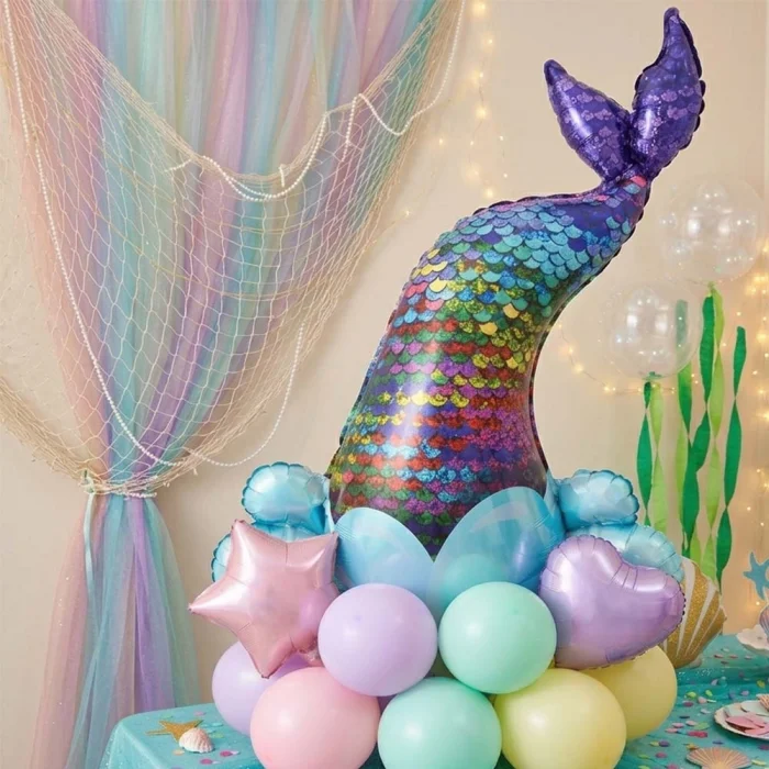 Pullu Deniz Kızı Kuyruğu Şekilli Folyo Balon