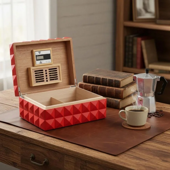 Quasar Design Humidor Puro Kutusu Mat Kırmızı 80s
