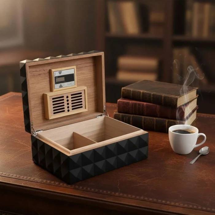 Quasar Design Humidor Puro Kutusu Mat Siyah 80s