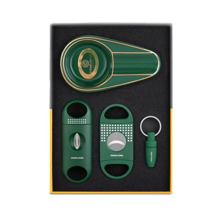 Quasar Design Humidor Puro Kutusu Mat Yeşil 80s ve Puro Seti