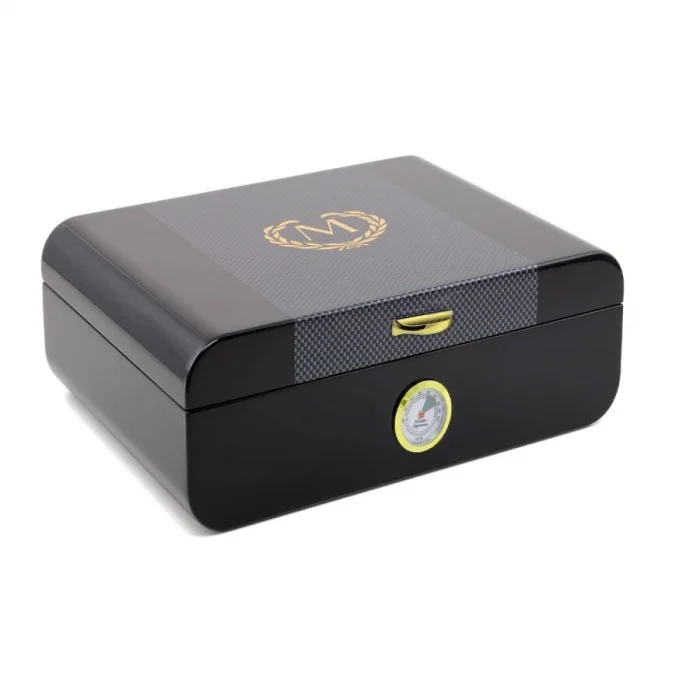 Racing Edition Karbon Dizayn Humidor Puro Kutusu Siyah 50s