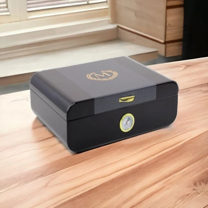 Racing Edition Karbon Dizayn Humidor Puro Kutusu Siyah 50s