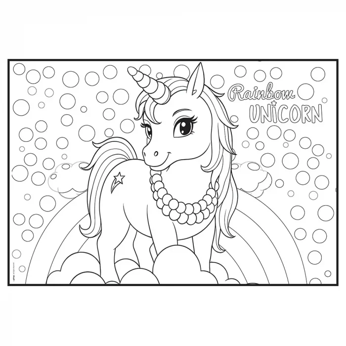 Rainbow Unicorn Boyama Aktiviteli Parti Sunumu
