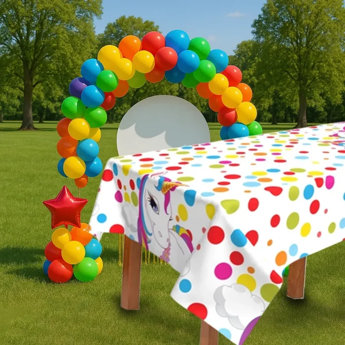 Rainbow Unicorn Plastik Masa Örtüsü 120x180cm