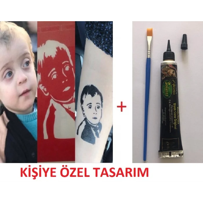 Resimden Geçici Dövme Yapma Seti Kına ve fırça Hediyeli