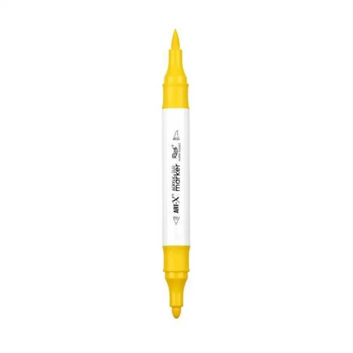 Rich Art-X Acrylic Duo Marker Çift Uçlu Su Bazlı Boyama Markörü No:20 Sarı