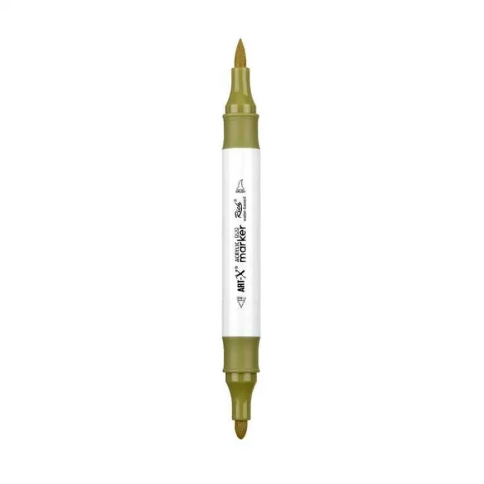 Rich Art-X Acrylic Duo Marker Çift Uçlu Su Bazlı Boyama Markörü No:202 Haki