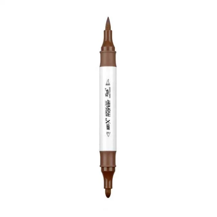 Rich Art-X Acrylic Duo Marker Çift Uçlu Su Bazlı Boyama Markörü No:206 Sütlü Kahve
