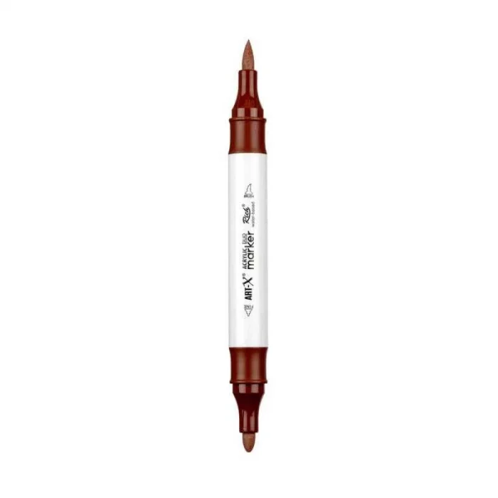 Rich Art-X Acrylic Duo Marker Çift Uçlu Su Bazlı Boyama Markörü No:38 Koyu Kahve
