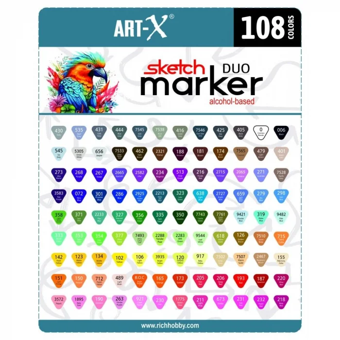 Rich Art-X Sketch Marker Duo Çift Uçlu Marker Kalem Seti 108 Renk