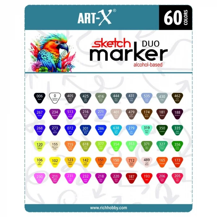 Rich Art-X Sketch Marker Duo Çift Uçlu Marker Kalem Seti 60 Renk