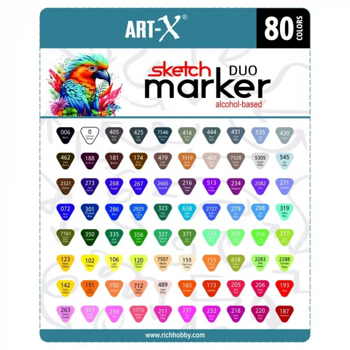 Rich Art-X Sketch Marker Duo Çift Uçlu Marker Kalem Seti 80 Renk