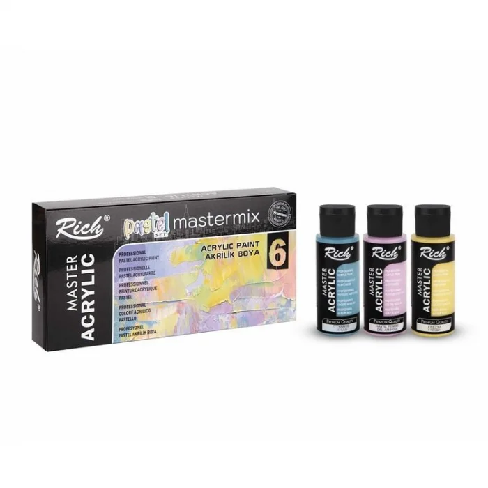 Rich Mastermix Akrilik Boya Seti 6 Renk x 60 cc. PASTEL RENKLER