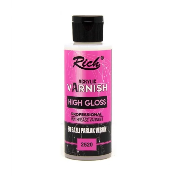Rich Su Bazlı Vernik PARLAK (High Gloss Acrylic Varnish) 120 cc.