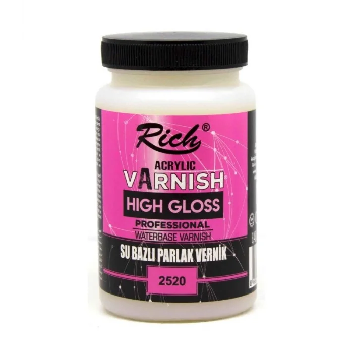 Rich Su Bazlı Vernik PARLAK (High Gloss Acrylic Varnish) 250 cc.