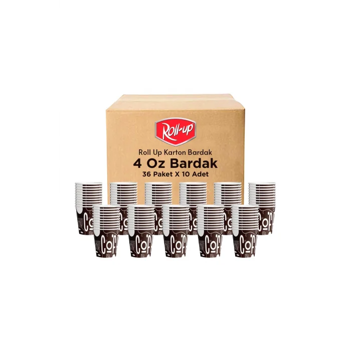 Roll-Up 4oz Karton Bardak Türk Kahvesi ve Espresso 10 Adet x  36 Paket - Koli