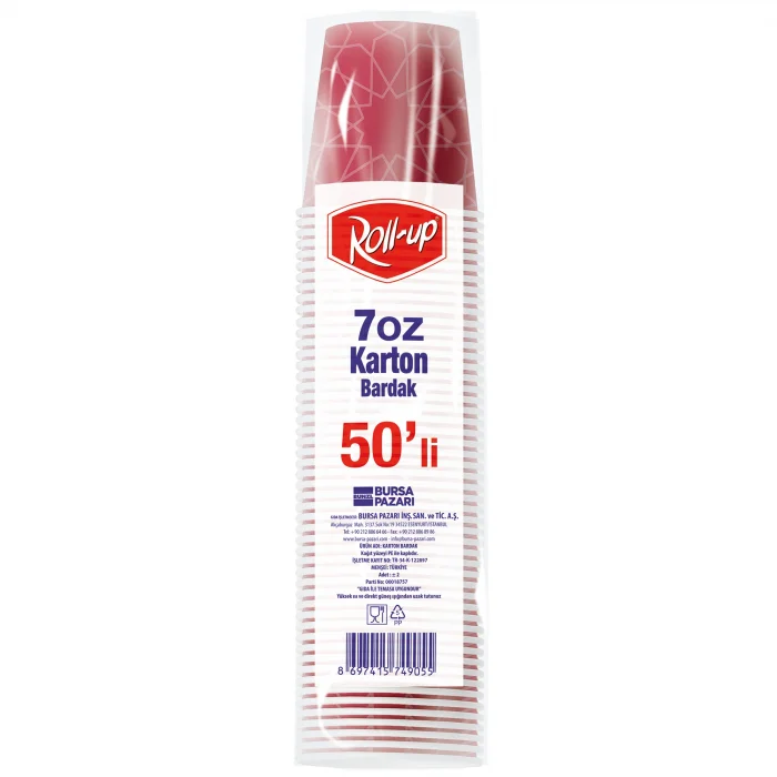 Roll-Up 7oz Karton Bardak Renkli 50 Adet x  20 Paket - Koli