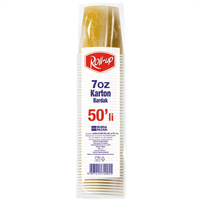 Roll-Up 7oz Karton Bardak Renkli 50 Adet x  20 Paket - Koli