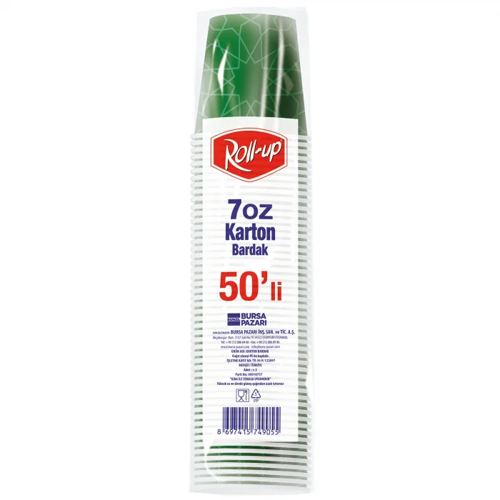 Roll-Up 7oz Karton Bardak Renkli 50 Adet x  20 Paket - Koli