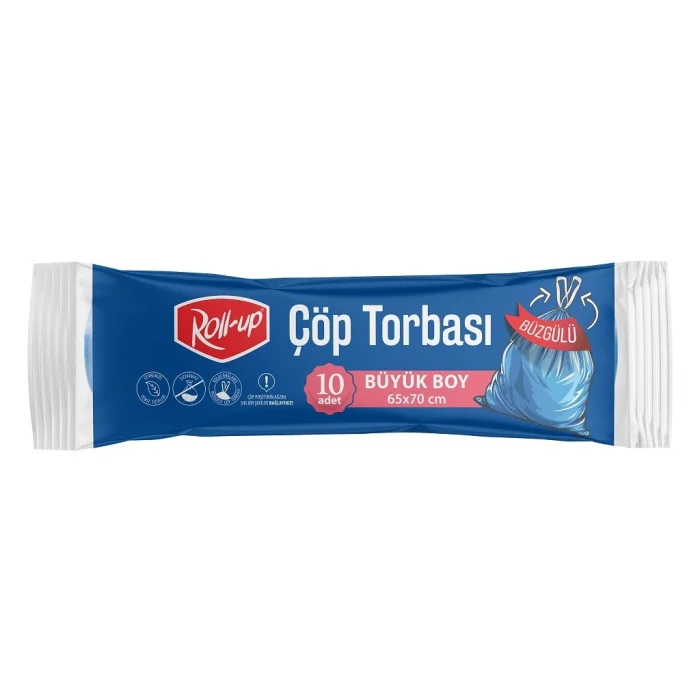 Roll-up Çöp Torbası Büyük Boy Büzgülü 65*70 cm 10 Adet