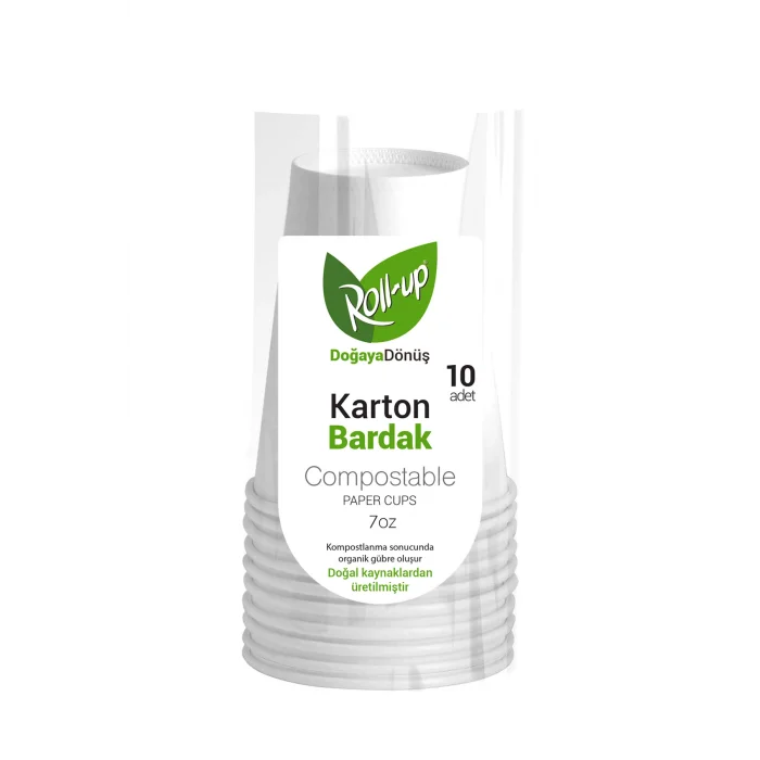 Roll-Up Doğa Dostu Karton Bardak 7oz 10 Adet
