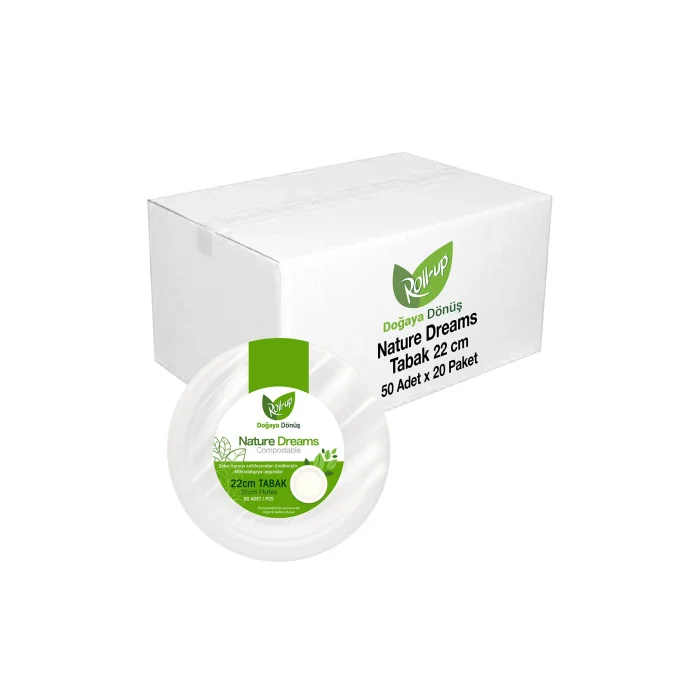 Roll-Up Doğa Dostu Tabak 22cm 50li x 20 Paket (Koli)